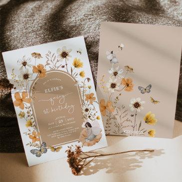 fall wildflower fairy first birthday garden party invitation