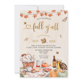 Small Fall Y'all Party Fall Harvest Party Pumpkin Invitation Front View