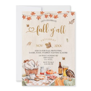 fall y'all party fall harvest party pumpkin invitation