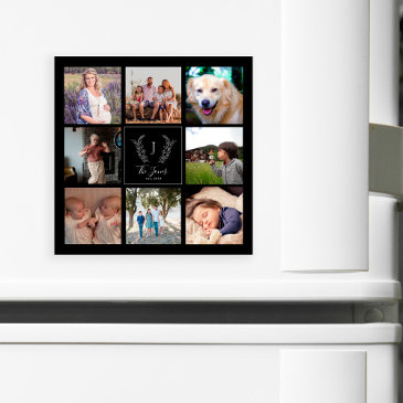 family 8 photo collage monogram name keepsake