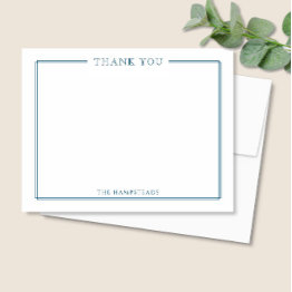 Small Family Or Couples Elegant Navy Blue Stationery Thank You Invitations Front View