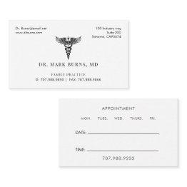 Small Family Practice Doctor Caduceus Appointment And Business Invitations Front View