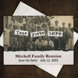 Small Family Reunion Vintage Photo Template Announcement Front View