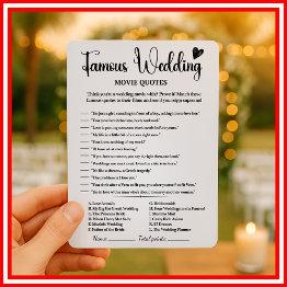 Small Famous Wedding Movie Quotes Bridal Shower Games Invitation Front View