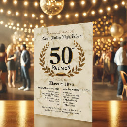 Small Fancy Elegant 50th High School Reunion - 2 Days Invitation Front View
