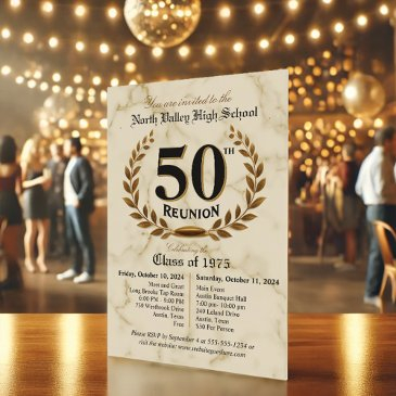 fancy elegant 50th high school reunion - 2 days invitation