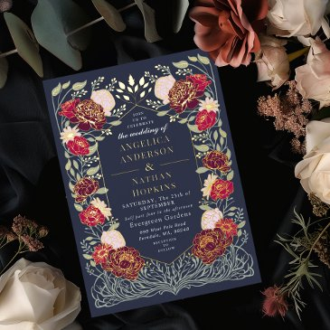 fantasy enchanted floral garden wedding foil invitation