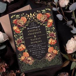Small Fantasy Enchanted Floral Garden Wedding Invitation Front View