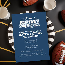Small Fantasy Football Champion - Navy And White Invitation Front View