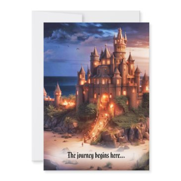 fantasy sandcastle beach destination wedding invitation