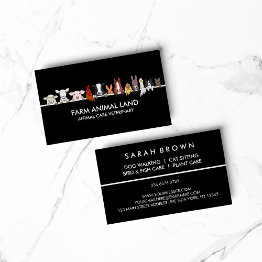 Small Farm Animal Veterinary Black Business Invitations Front View