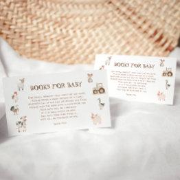 Small Farm Animals Barnyard Baby Shower Book Request Enclosure Invitations Front View