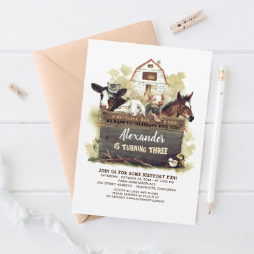 farm animals country birthday invitation