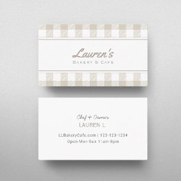 Small Farmhouse Beige Buffalo Plaid Business Invitations Front View