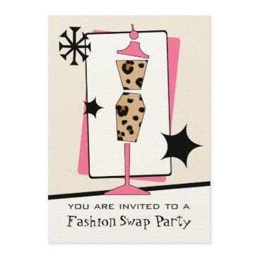 fashion / clothing swap party leopard dress form invitation