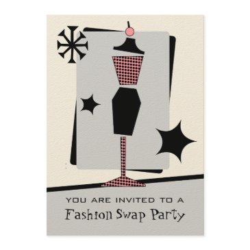 fashion / clothing swap party vintage dress form invitation