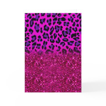 fashion modern pink purple glitter leopard invitations
