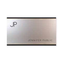 Small Fashionable Monogram Glamour Gold Silver Unique Business Invitations Front View