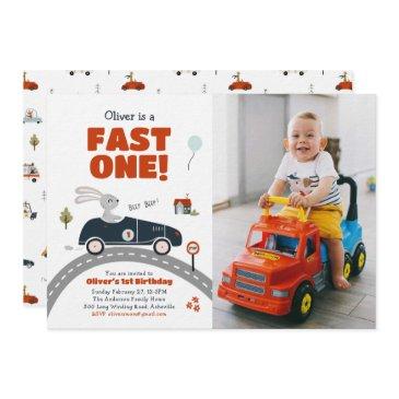 fast one cars 1st birthday invitation