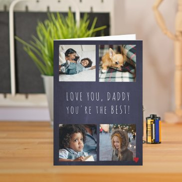 father's day 4 photo collage love you daddy navy invitations