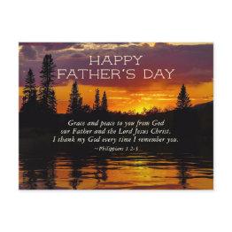 Small Father's Day Inspirational Bible Verse, Sunset Postinvitations Front View