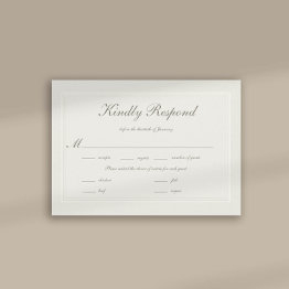 Small Faux Embossed Formal Elegant Wedding Meal Rsvp Front View
