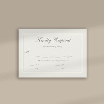 faux embossed formal elegant wedding meal rsvp
