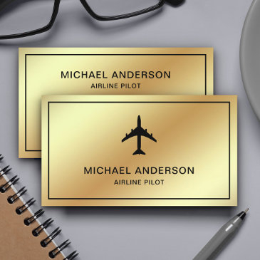 faux gold foil jet aircraft airplane airline pilot business invitations