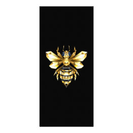Small Faux Gold Foil Logo Bee Polygonal On Black Rack Invitations Front View