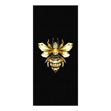 faux gold foil logo bee polygonal on black rack invitations