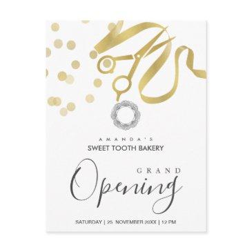 faux gold ribbon cutting grand opening invitation postinvitations