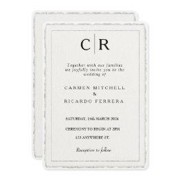 Small Faux Hand-torn Script Modern Deckle Edge Invite Front View