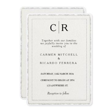faux hand-torn script modern deckle edge invite