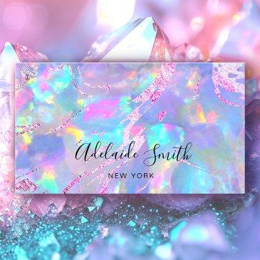 faux holographic opal photo business invitations