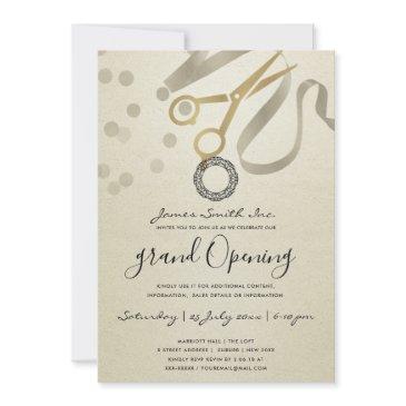 faux silver ribbon cutting grand opening invite