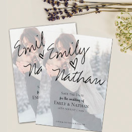 Small Faux Vellum Effect Photo Wedding Save The Date Front View