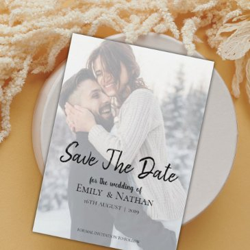 faux vellum effect photo wedding save the date