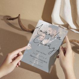 Small Faux Vellum Effect Two Photo Wedding Save The Date Front View