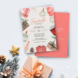 Small Favorite Things Friend Gift Exchange Holiday Party Invitation Front View