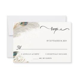 Small Feather Rustic Asian Sky Cloud Peacock Wedding Rsvp Invitations Front View