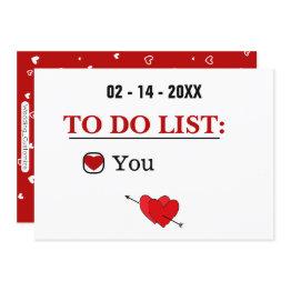 Small February 14 To Do List Naughty Valentines Day Invitations Front View