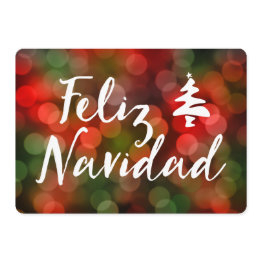 Small Feliz Navidad (bokeh Lights) Invitation Front View
