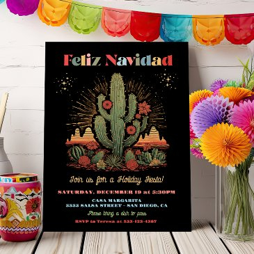 feliz navidad fiesta cactus desert evening invitation