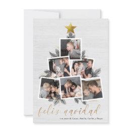Small Feliz Navidad | Fotos Forma Del árbol De Navidad Holiday Invitations Front View