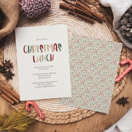 Small Festive Casual Colorful Christmas Lunch Invitation Front View