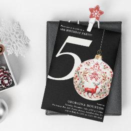 Small Festive Christmas Bauble 50th Birthday Party Invitation Front View