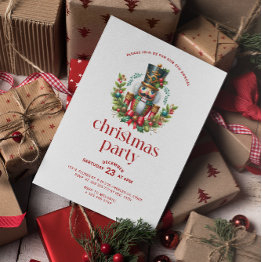 Small Festive Christmas Nutcracker Christmas Party Invitation Front View