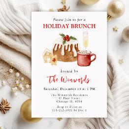 Small Festive Holiday Christmas Brunch Invitation Front View