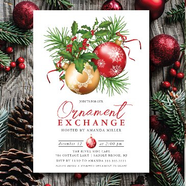 festive ornament exchange christmas invitation