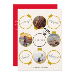 Small Festive Ornaments Merry And Engaged Holiday Invitations Front View